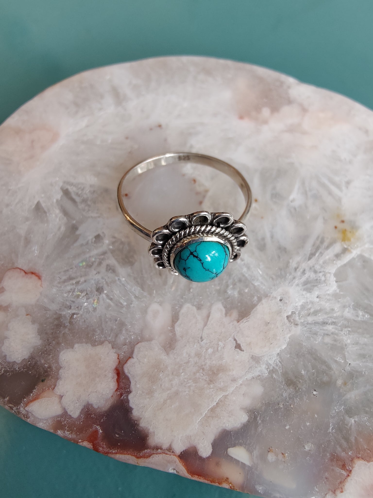 Sterling Silver & Turquoise Ring, size 7.5