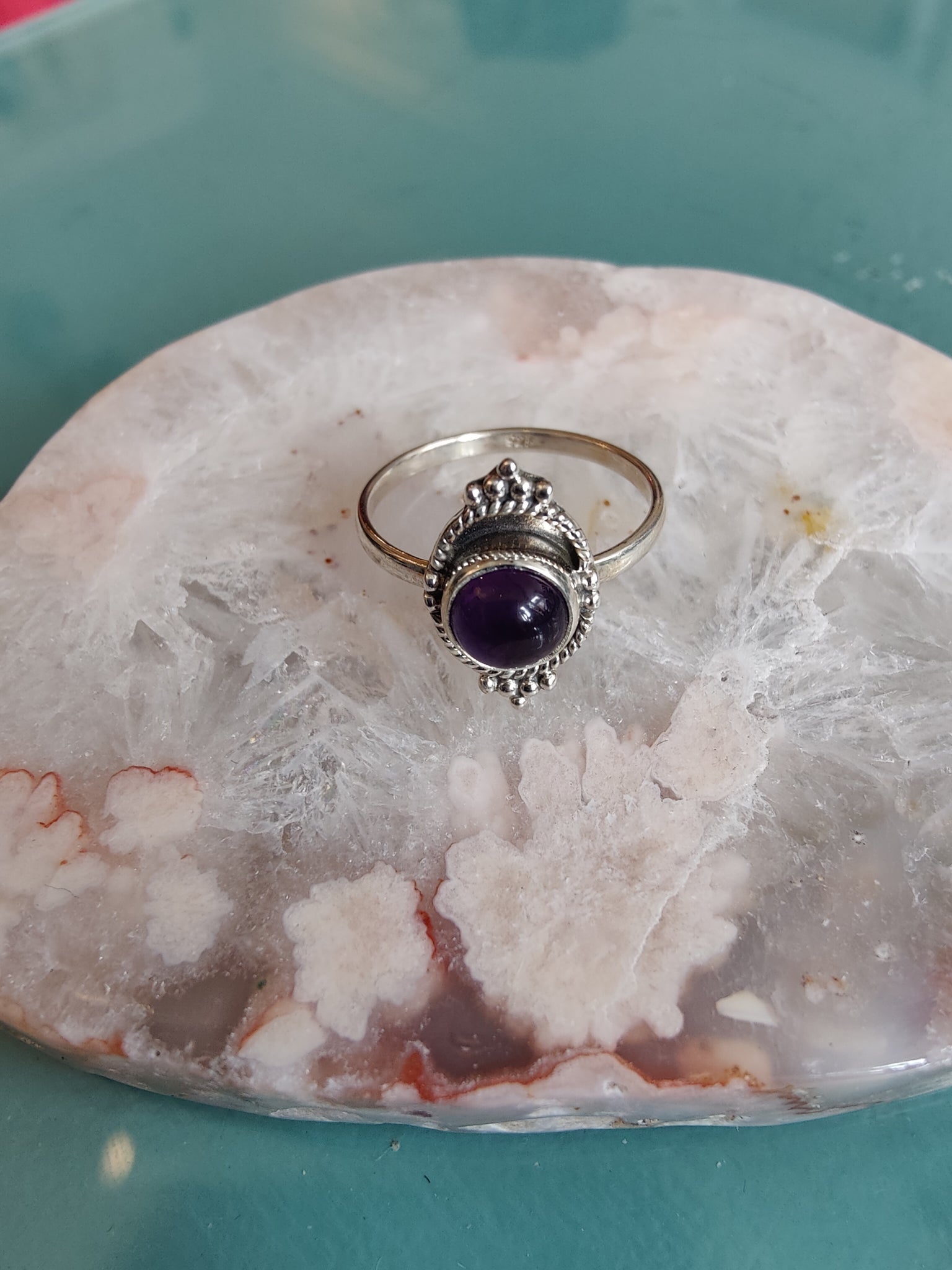 Sterling Silver & Amethyst Ring, size 8.5