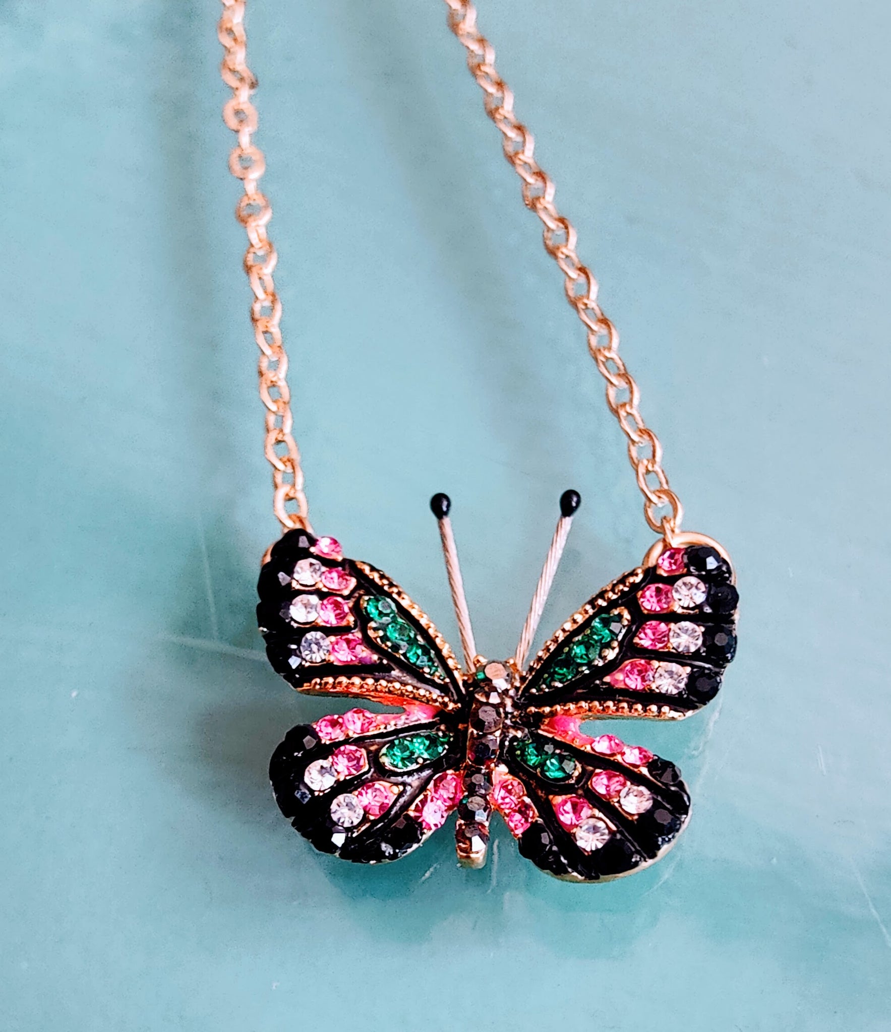 Multicolor Butterfly Necklace & Earring Set