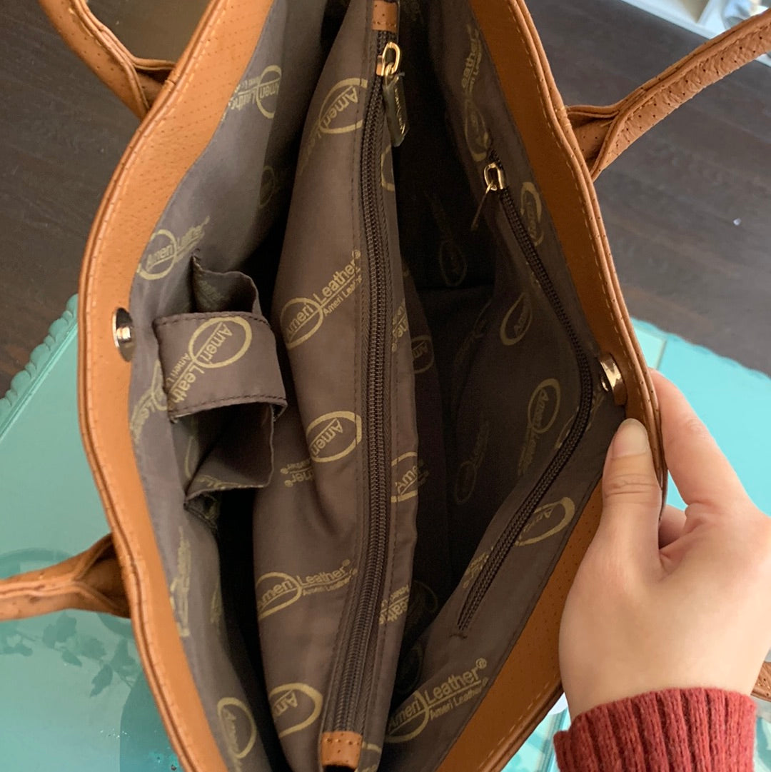 Brown Amerileather Leather Tote Bag