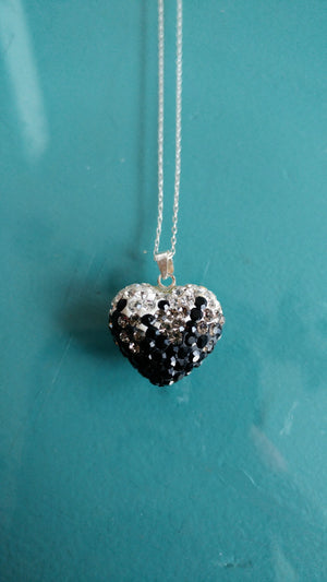 Black & White Swarovski Heart Pendant Necklace