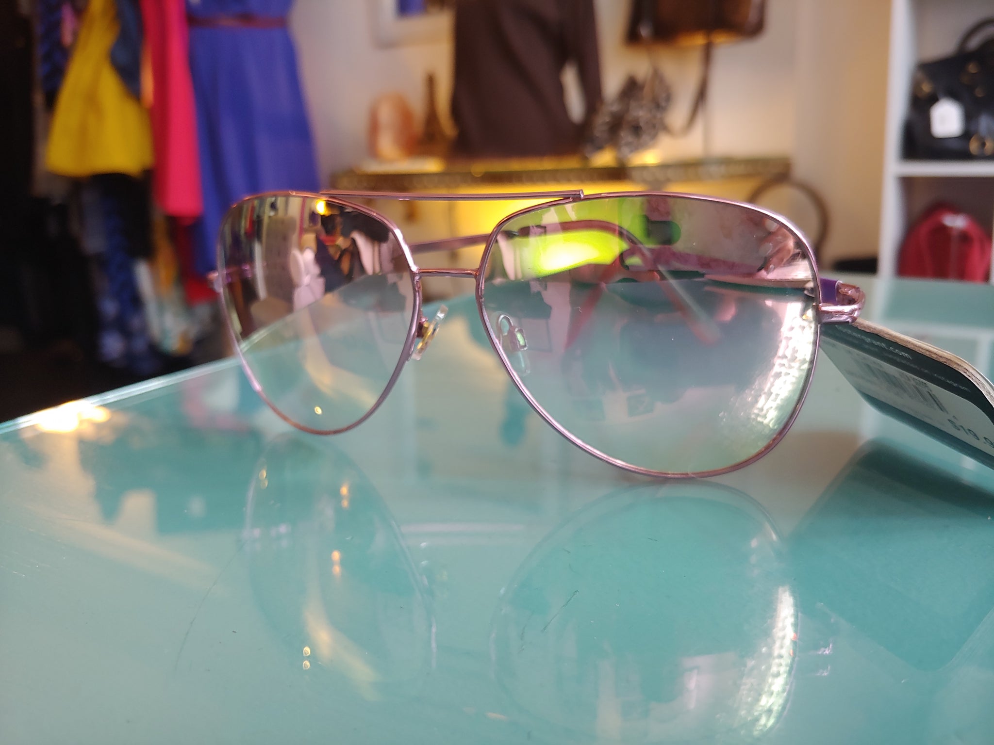 Pink Reflective Aviator Sunglasses