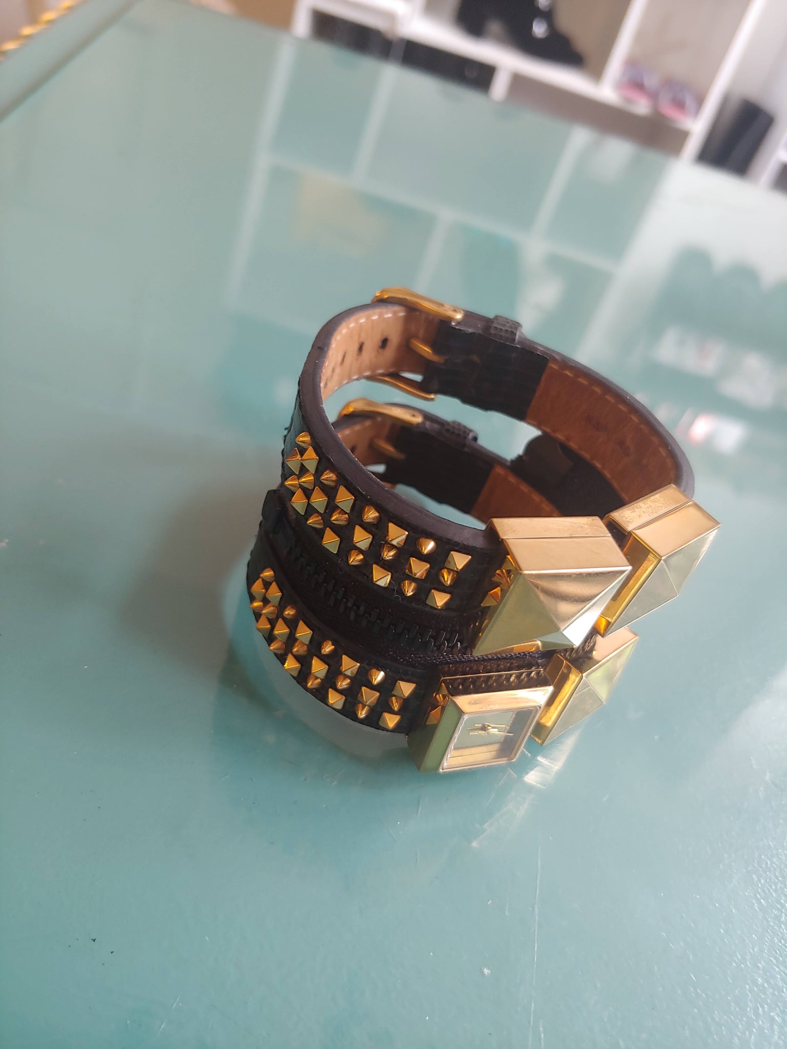 Karl Lagerfeld Zip Double Strap Watch/ Cuff Bracelet