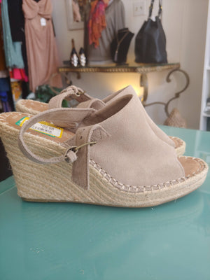 Suede Taupe TOMS Wedge Sandals