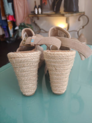 Suede Taupe TOMS Wedge Sandals