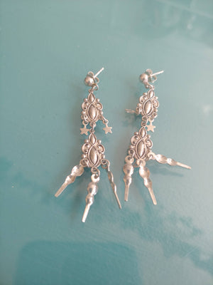 Sterling Silver Boho Style Chandelier Earrings