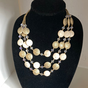 Tan Beaded Layered Necklace