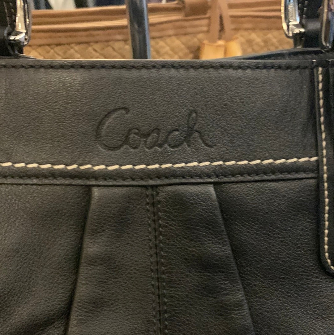 Black Leather Coach Tote Bag