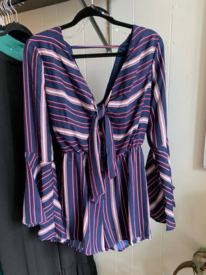 Blue & Red Striped Bailey Blue Romper, size S