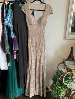 Long Taupe Windsor Dress, size 1/2