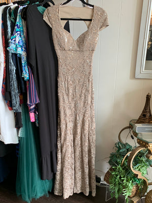 Long Taupe Windsor Dress, size 1/2