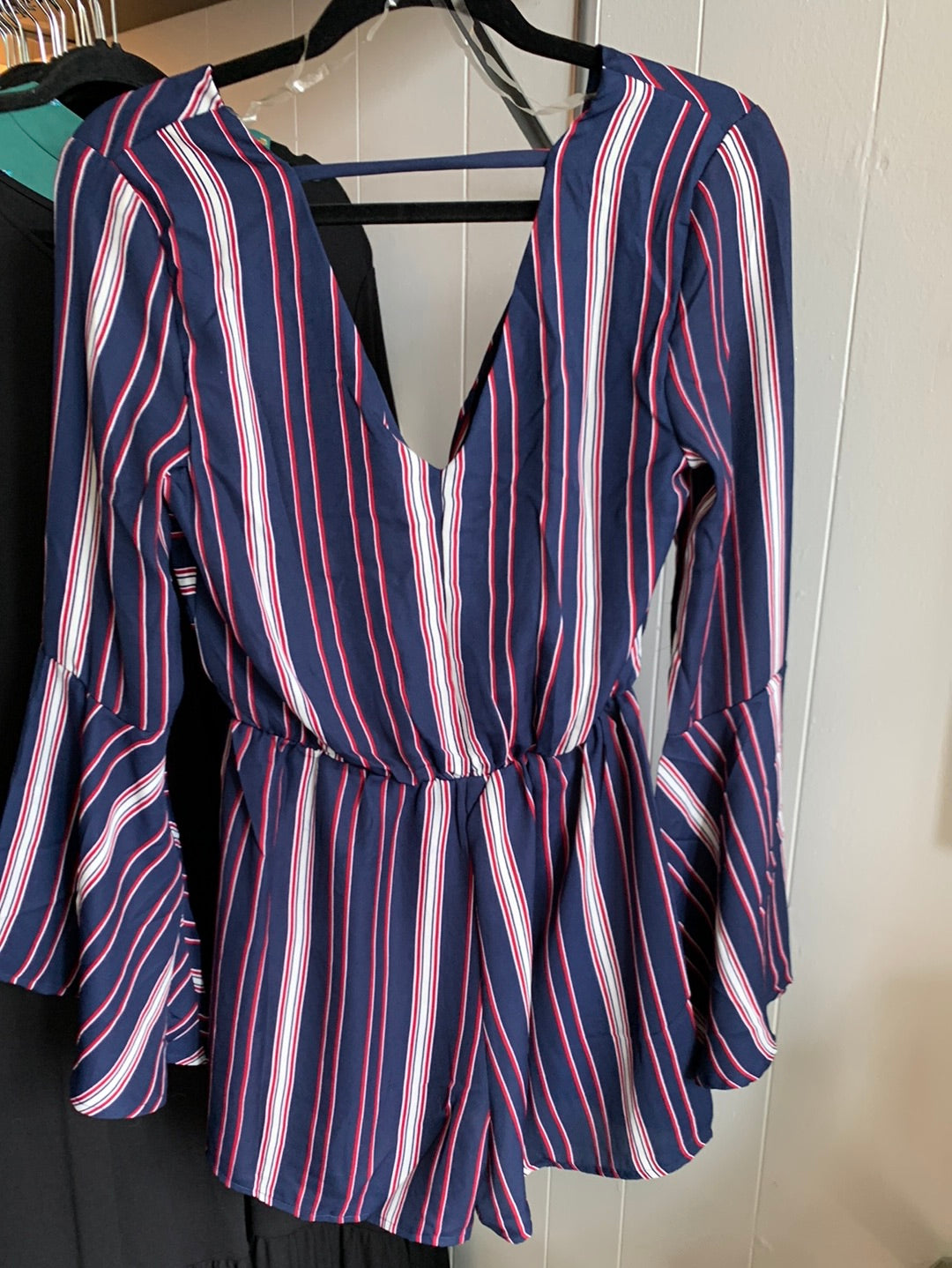 Blue & Red Striped Bailey Blue Romper, size S