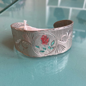 Vintage Silver Rose Cuff