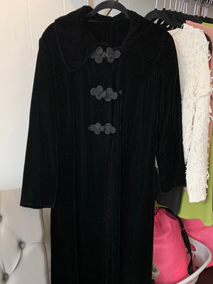 Long Vintage Velvet Coat, size 13/14